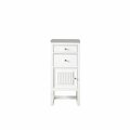 James Martin Vanities Athens 15in Base Cabinet w/ Drawers and Left Door, Glossy White w/ 3 CM Eternal Serena Top E645-B15L-GW-3ESR